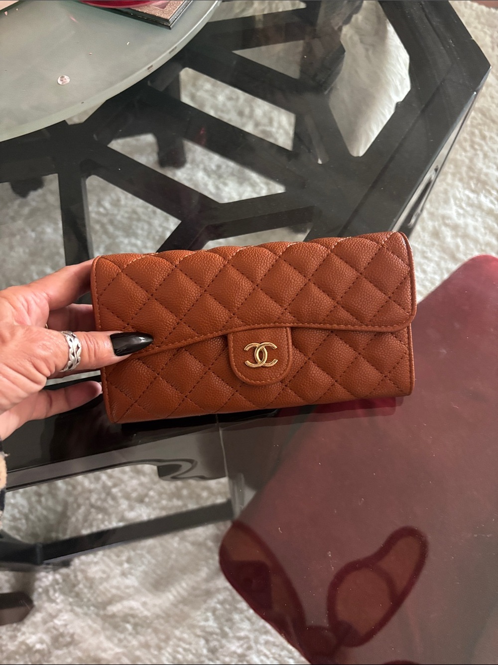 Source Unknown Brown Leather Wallet with Gold Hardware - Picture 2 of 2